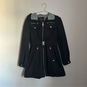 Miss Sixty Black Trench Coat with Gray Accents